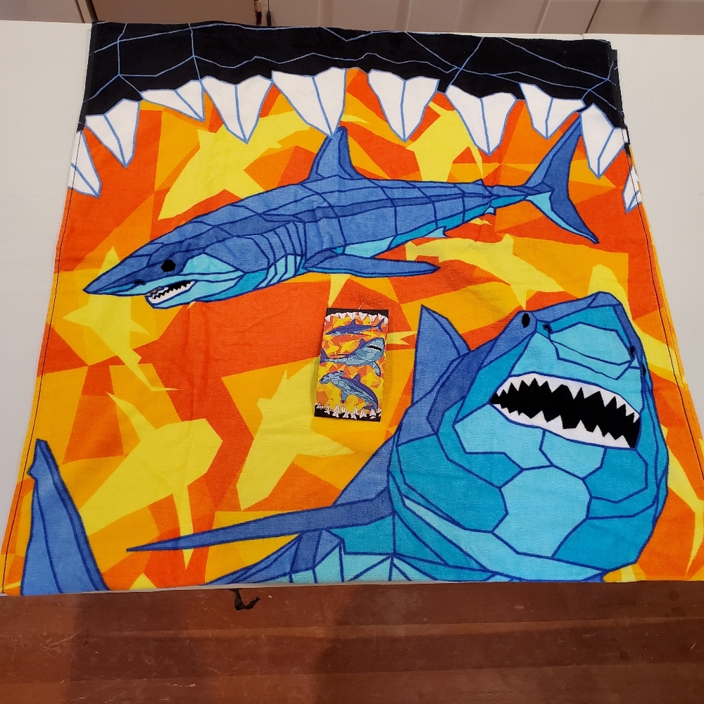 NWT Jumping Beans Velour Shark Beach Towel